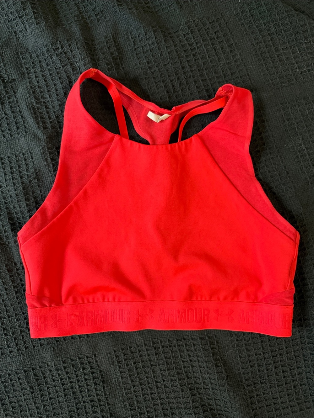 Under Armour Bright Red High-Neck Racerback Sports Bra